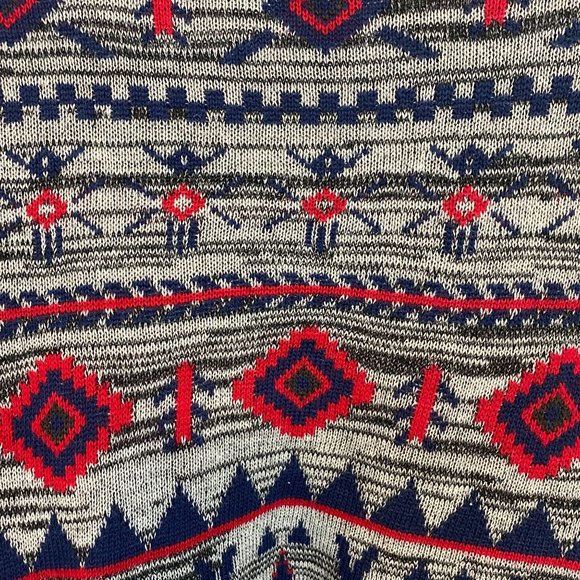 Roxy Grey/Red/Blue Aztec Print Oversized Knit Open Draped Cardigan Sweater Small - Picture 7 of 11
